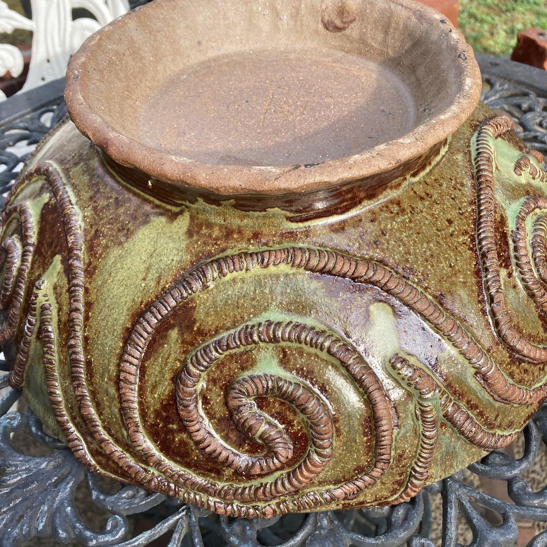 幸地窯　フクロウの花瓶付き