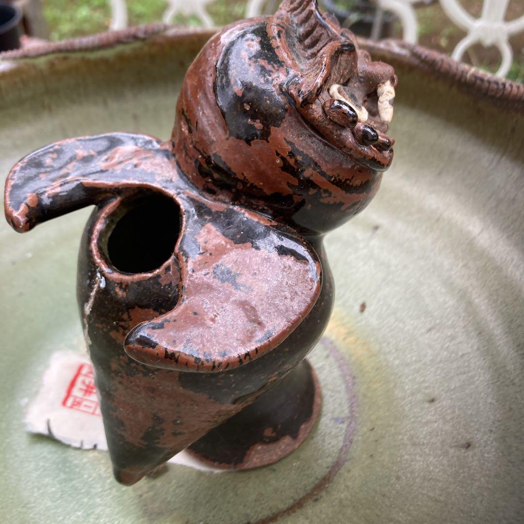 幸地窯　フクロウの花瓶付き