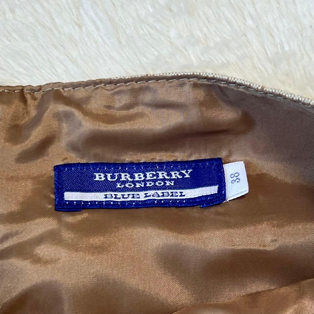 未使用級✨バーバリーブルーレーベル スカジャン 総柄 ホースロゴ刺繍 ベージュ