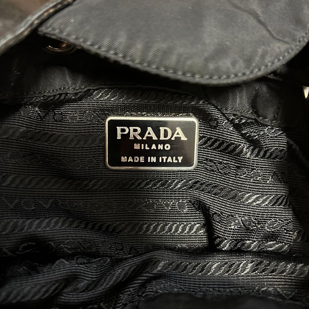 プラダ リュック バックパック 三角ロゴプレート ナイロン レザー 黒