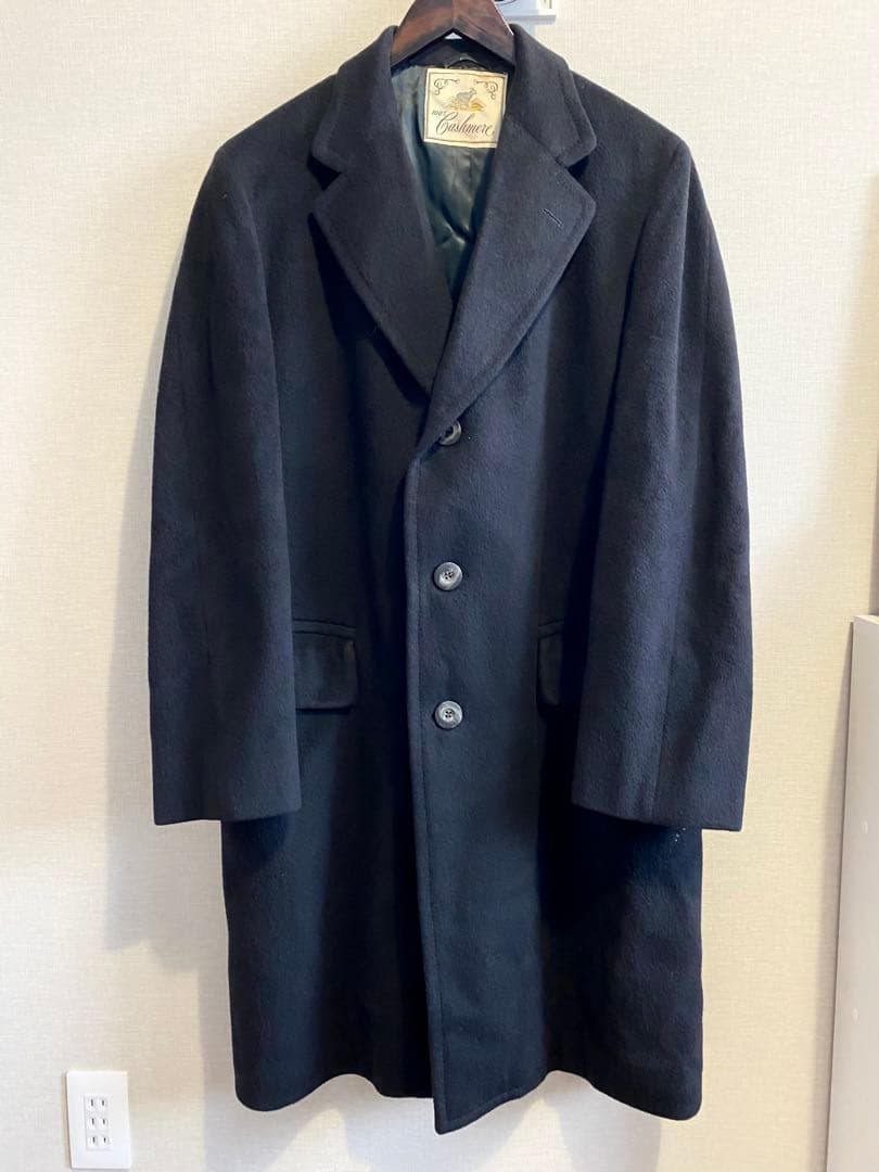 60年代 vintage100%カシミヤ コート ダブルブレスト　　ブラック