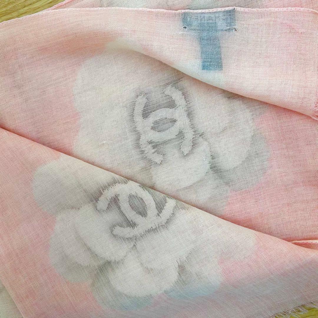 【新品同様】正規店購入品 シャネル カメリア ストール カシミヤ シルク ピンク