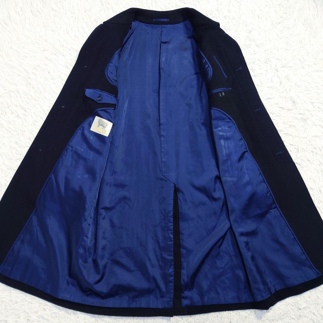 高級カシミヤ100%　ステンカラーコート　バルマカーン　ネイビー　濃紺　国産品