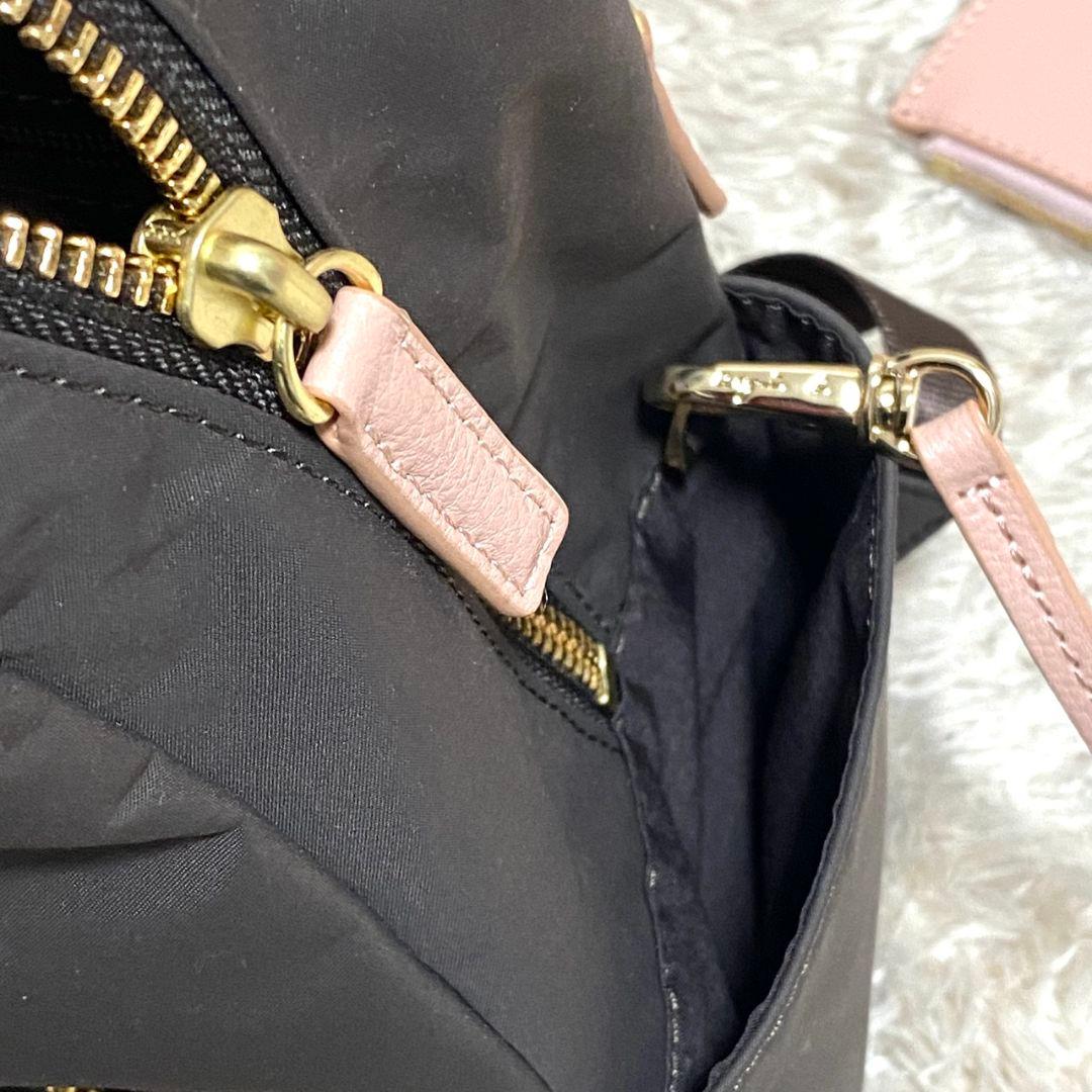 未使用級♡アニエスベー リュック ピンク＆ブラウン ミニポーチ付 ロゴチャーム