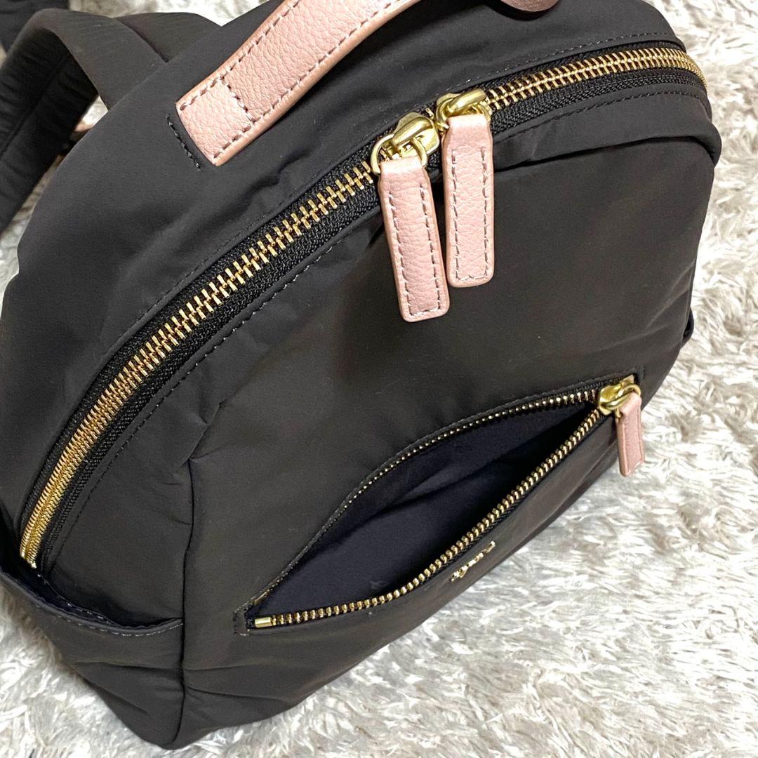 未使用級♡アニエスベー リュック ピンク＆ブラウン ミニポーチ付 ロゴチャーム