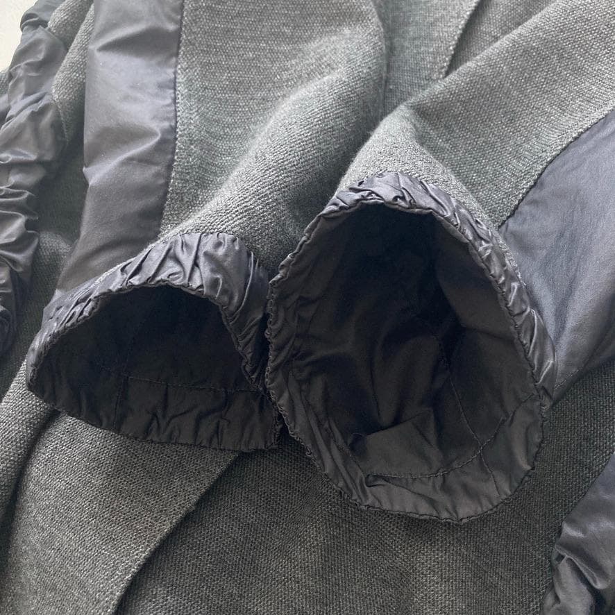 サ*カ様 【美品】エイココンドウ　ギャザー切替 Aラインロングコート グレー 大