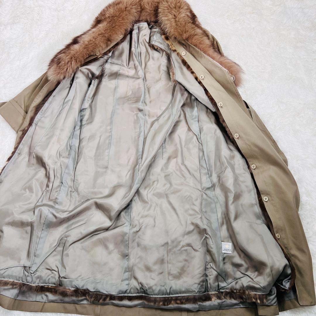 ラップコート リアルファー シルク100％ ライナー付き 裏地レオパード M