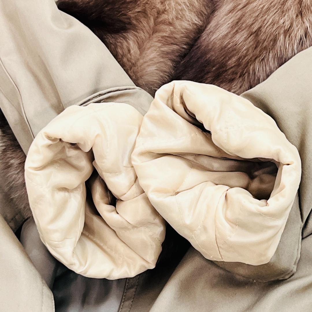 ラップコート リアルファー シルク100％ ライナー付き 裏地レオパード M