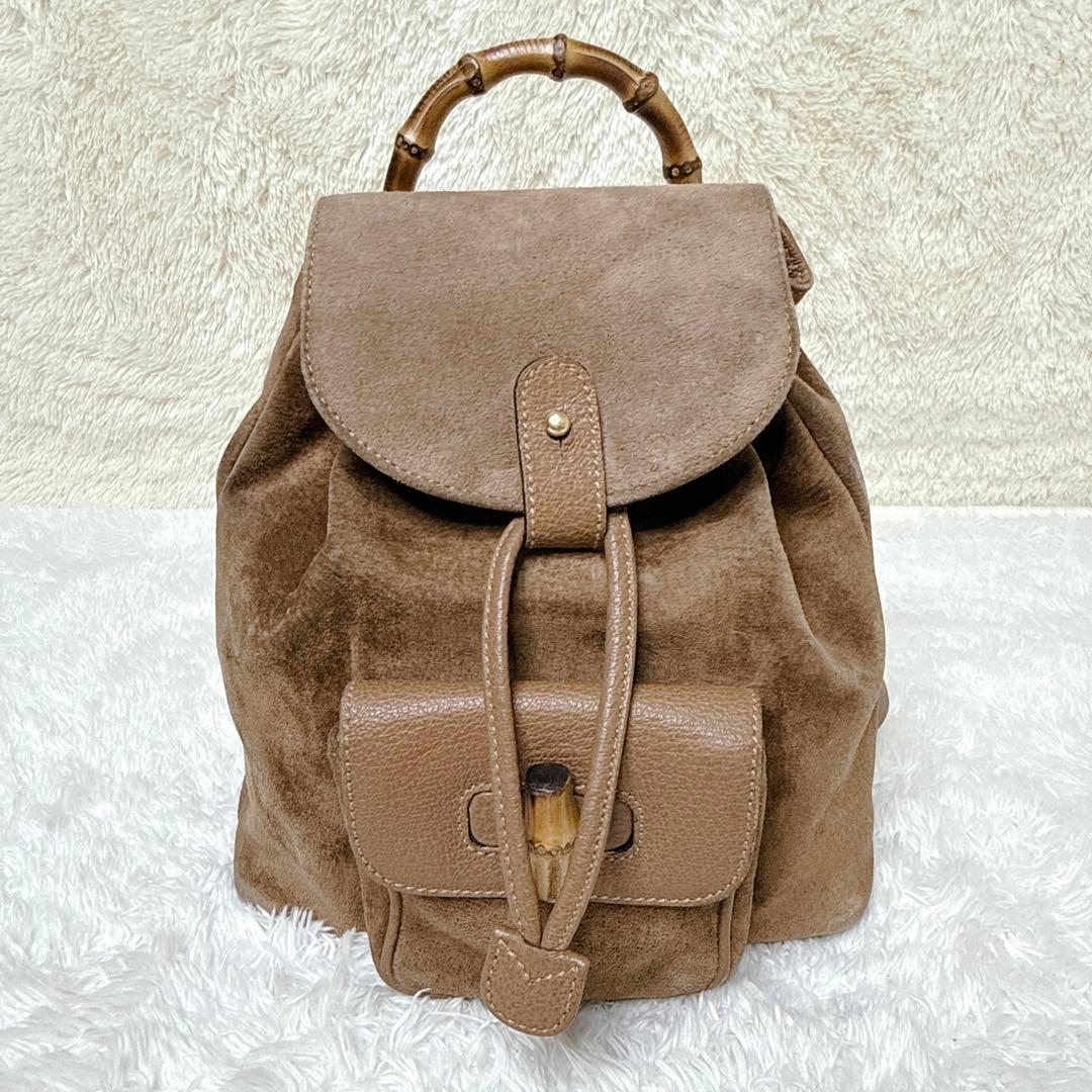 良品✨ GUCCI グッチ バンブー ミニ リュック スエード ブラウン