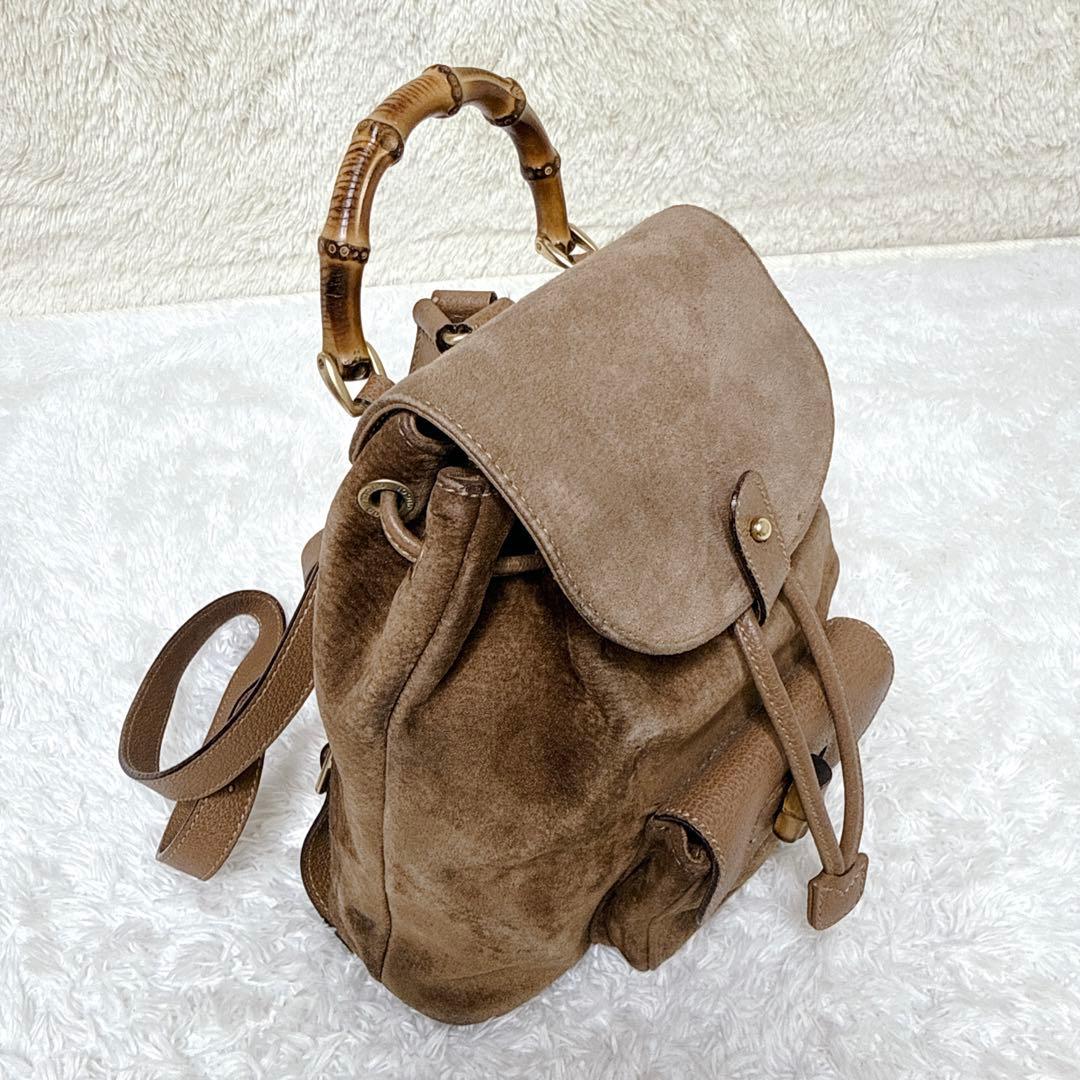 良品✨ GUCCI グッチ バンブー ミニ リュック スエード ブラウン