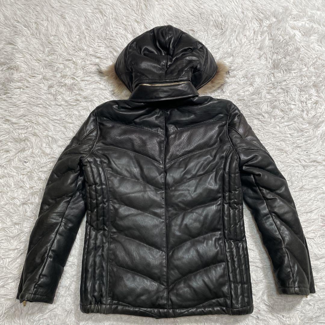 アバハウス　ラムレザー　ダウンジャケット　y2k グランジ　ブラック　黒　L