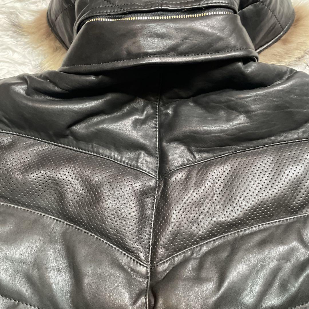 アバハウス　ラムレザー　ダウンジャケット　y2k グランジ　ブラック　黒　L