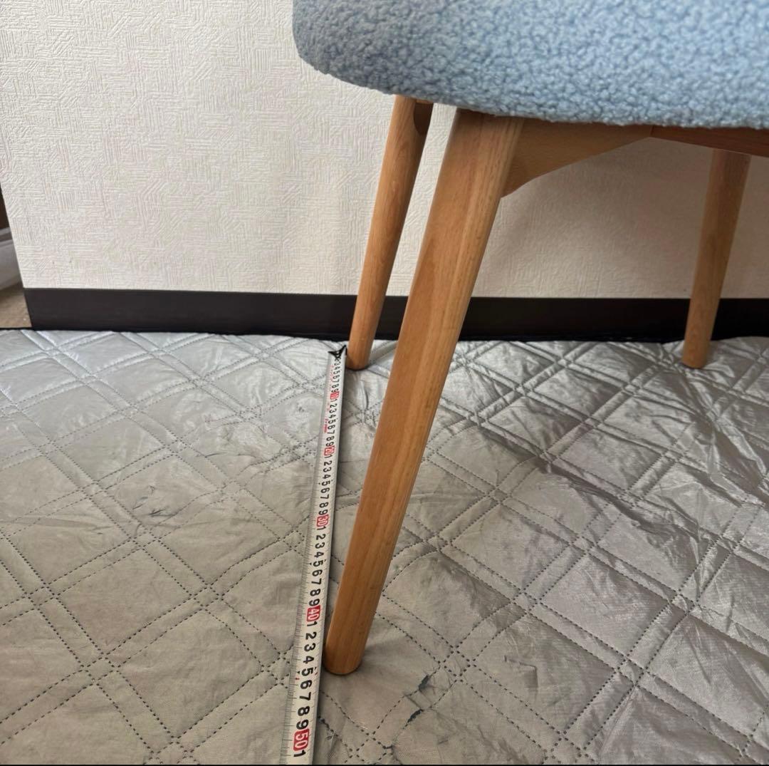 水色 布地 アーチ型 ダイニングチェア(二個セット)