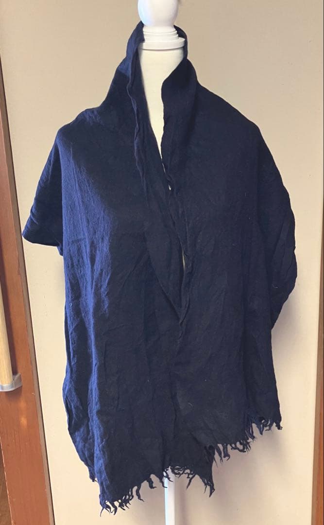 コムデギャルソンHOMME 縮絨ウールマフラー ネイビーカラー