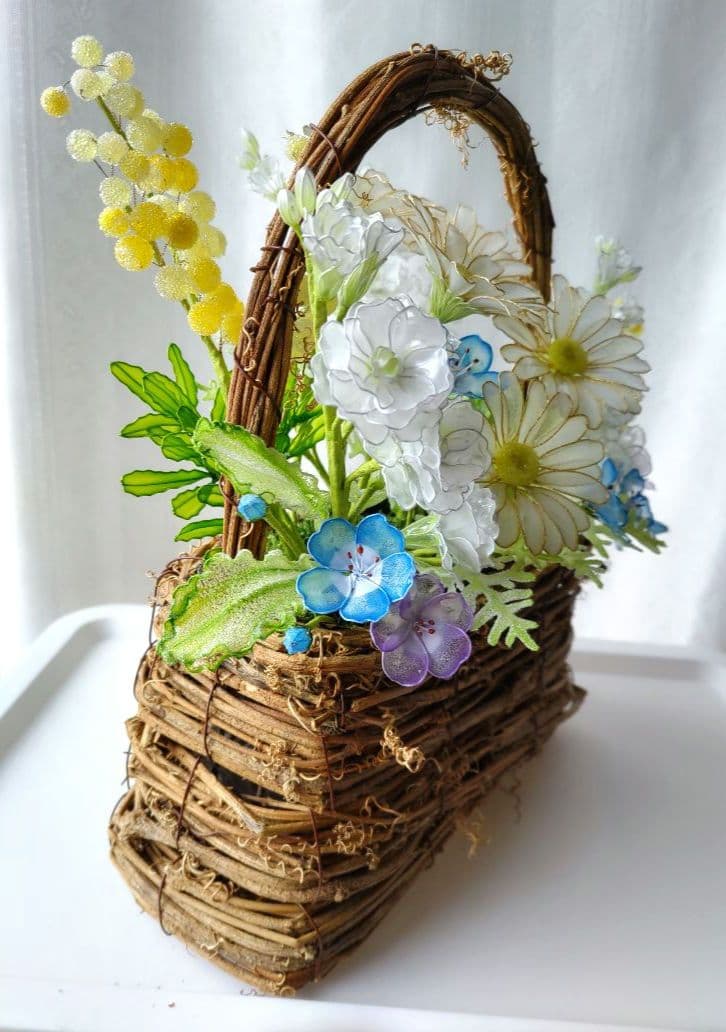 花かご　アメリカンフラワー（ディップフラワー）