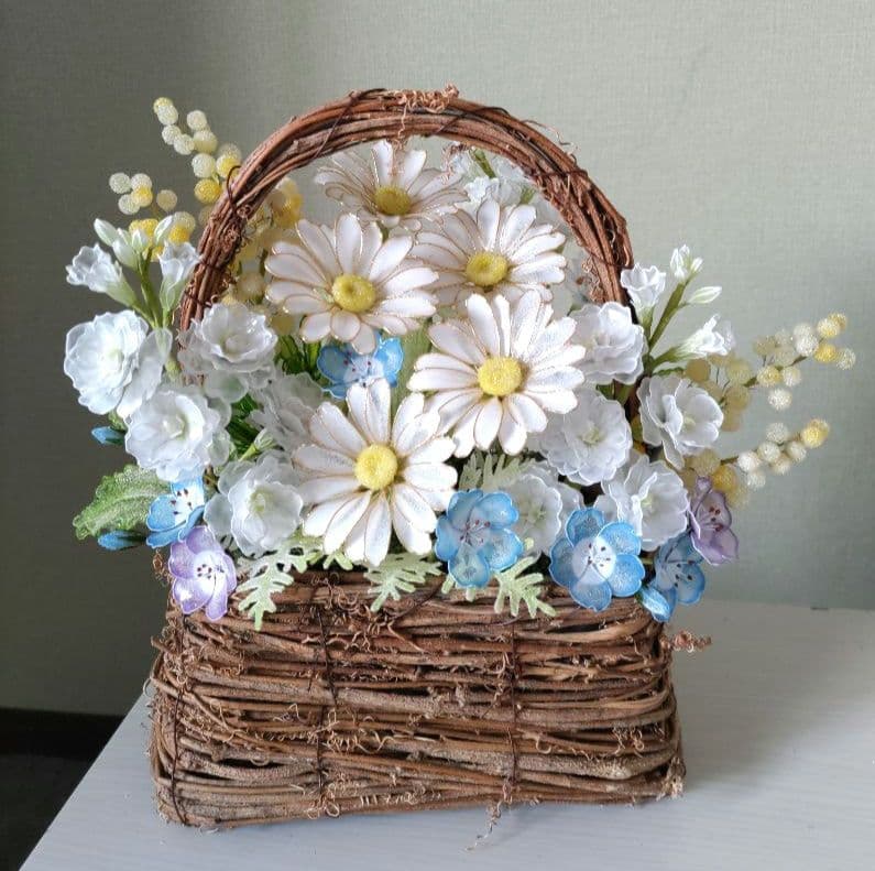 花かご　アメリカンフラワー（ディップフラワー）