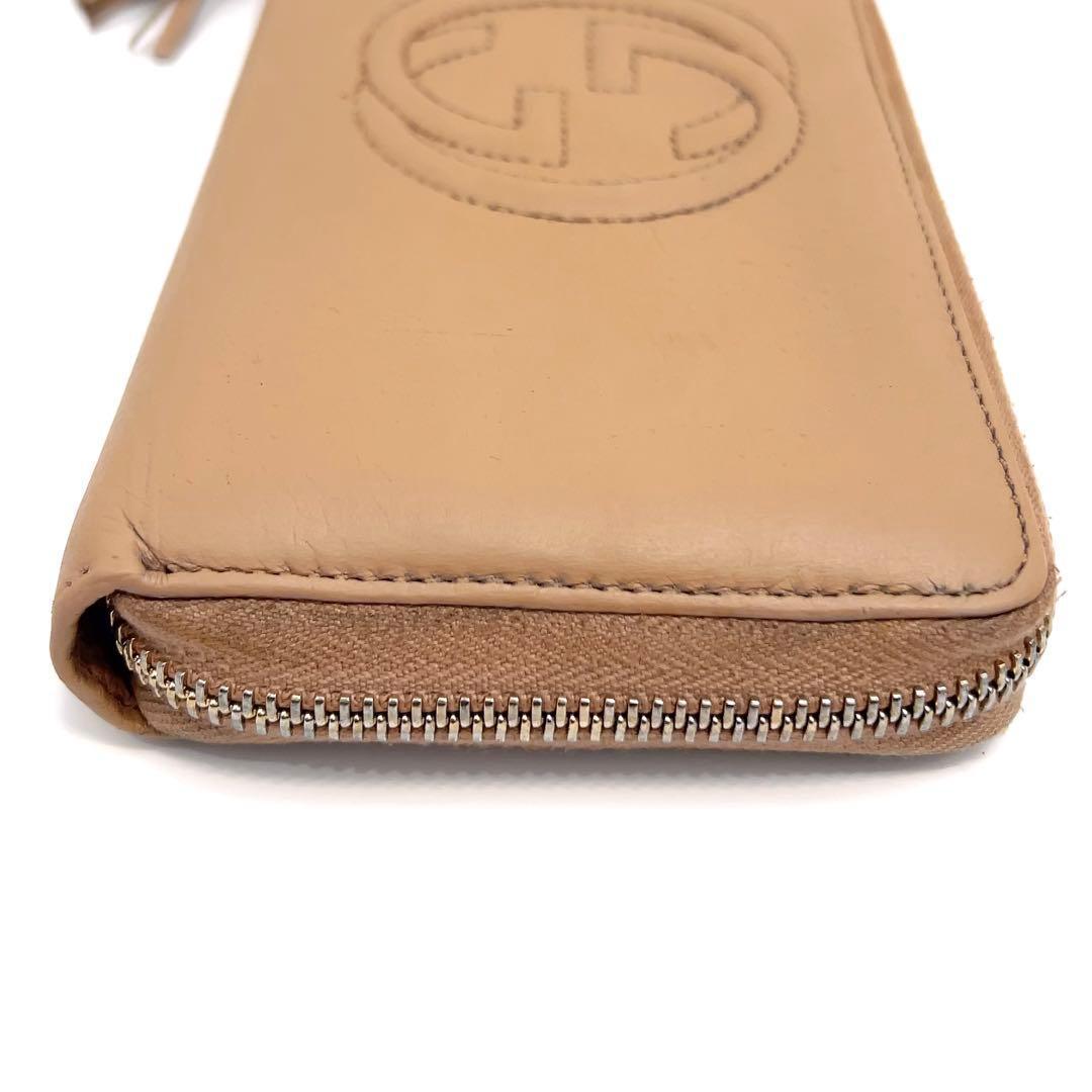 グッチ 長財布 ソーホー インターロッキング 革 ラウンドファスナー ベージュ
