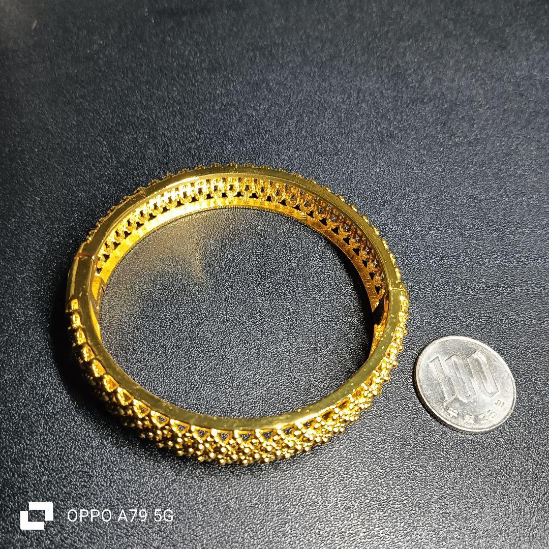 中東ドバイ24金gpゴールド バングル　調節可能　アレルギ反応なし