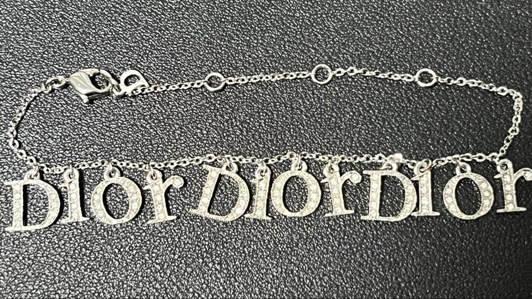 Dior ロゴ シルバーブレスレット ラインストーン【美品】