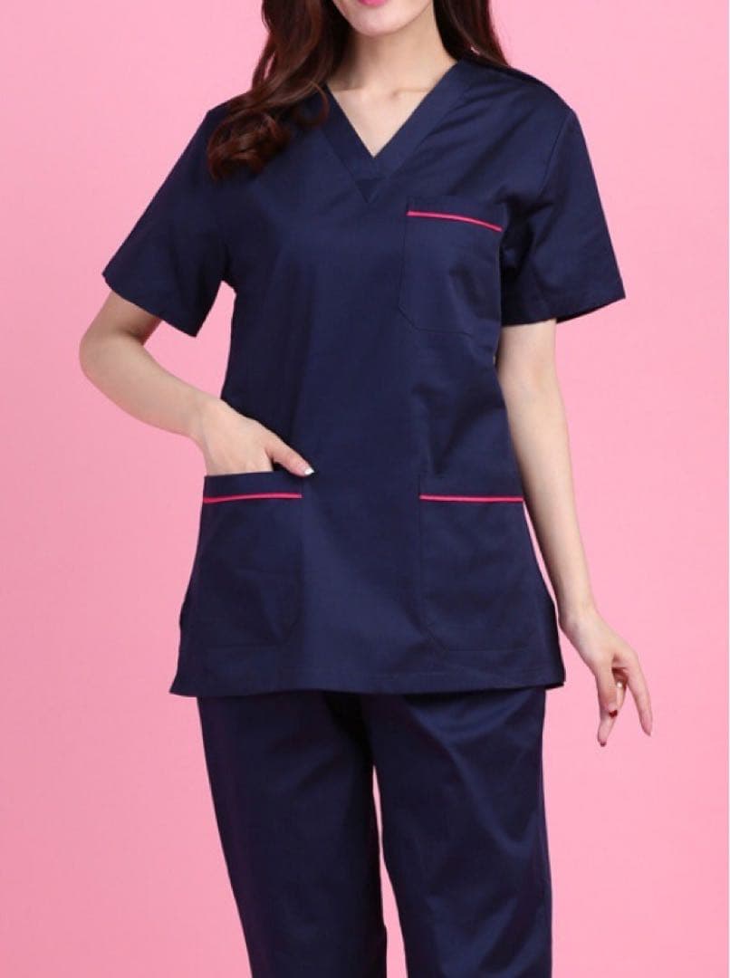 USK　半袖カラースクラブ上下セット 医療、介護でのユニフォーム Lサイズ