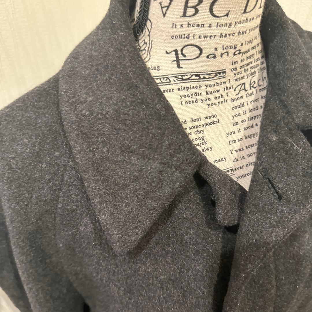 フェンディFENDIダークグレー ステンカラーコート ウール混合