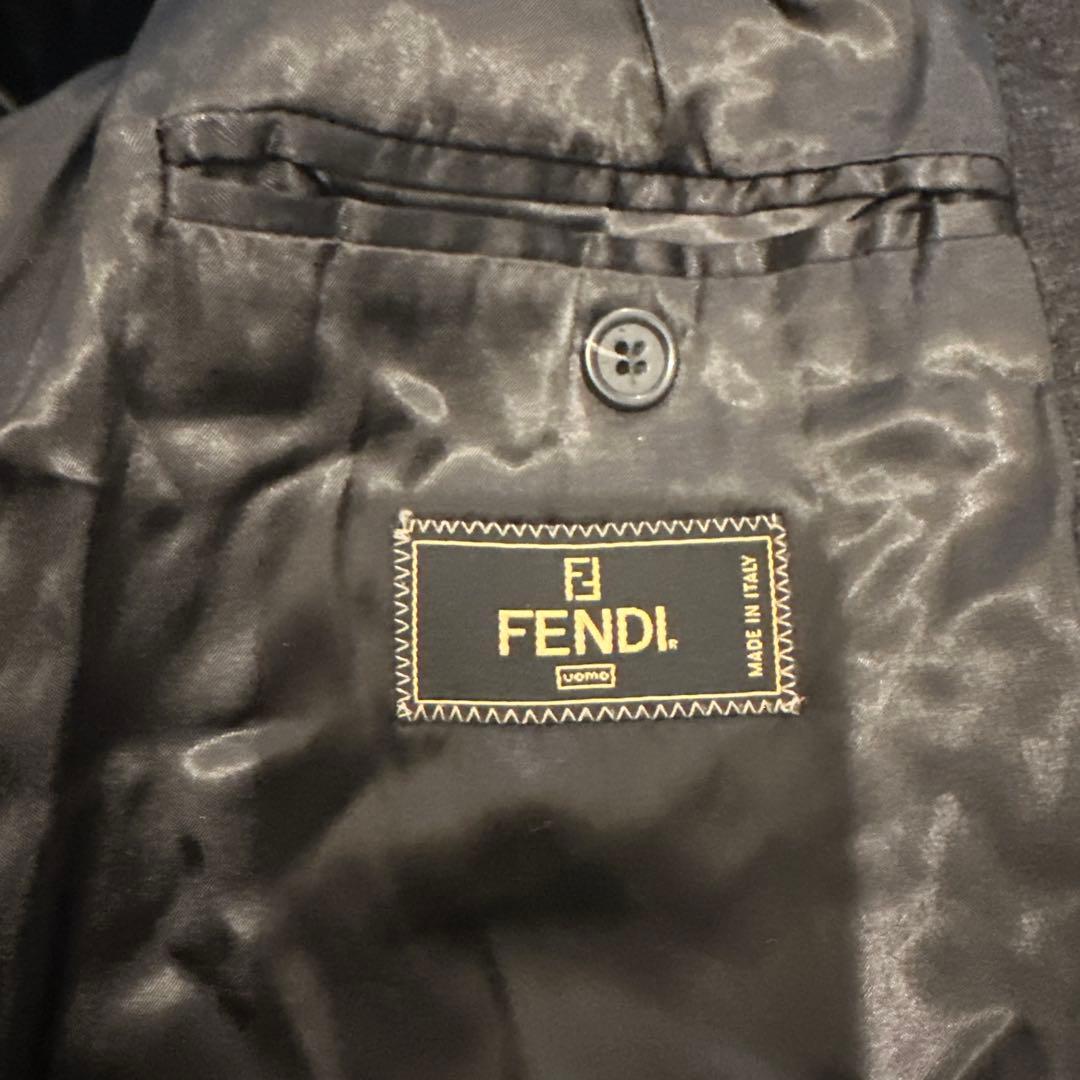 フェンディFENDIダークグレー ステンカラーコート ウール混合