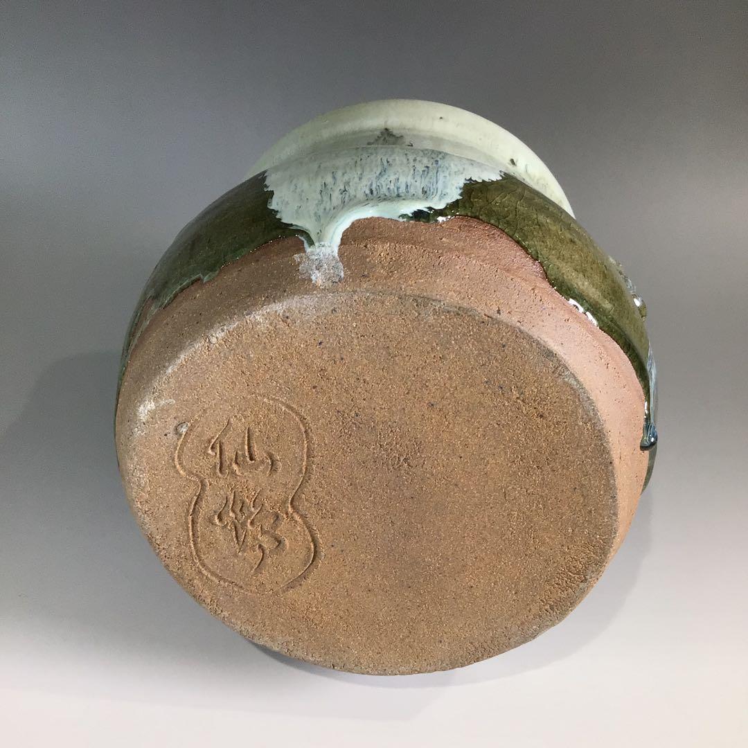 P447 水指 『唐津焼』『内山仙鶴造』『耳付水指』 共箱 茶道具