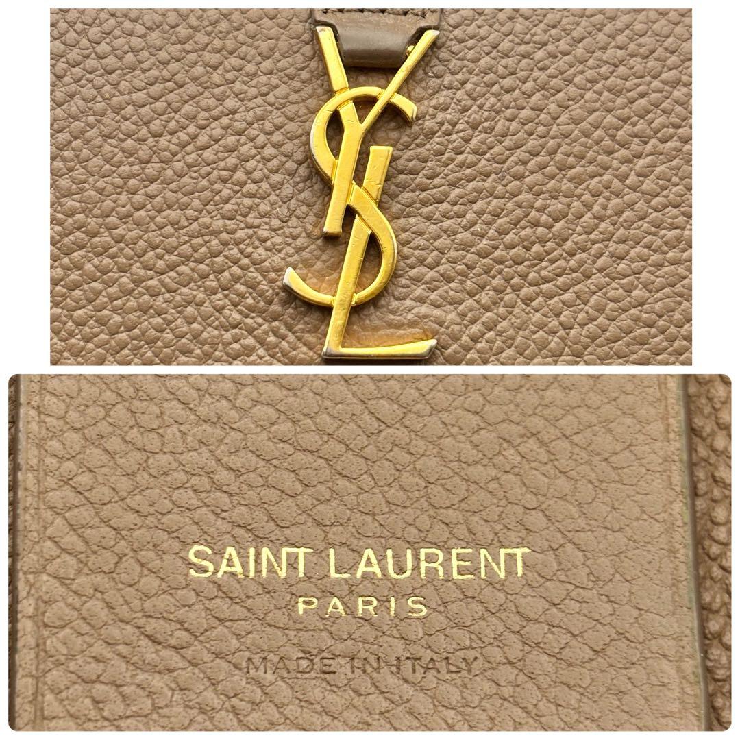【美品】サンローラン　6連キーケース　YSL ロゴ　グレインレザー　グレージュ