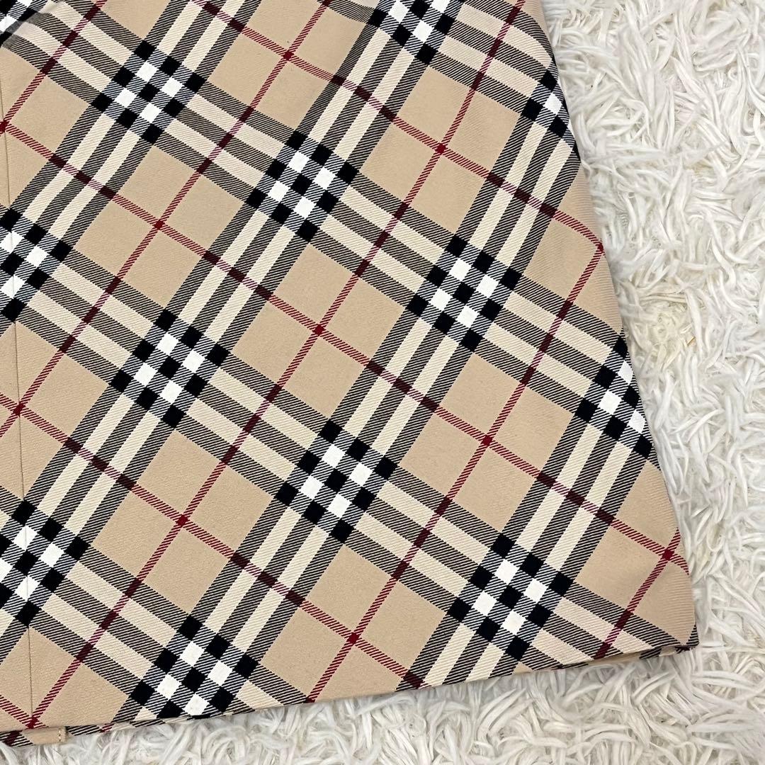 BURBERRY BLUELABELノバチェックプリーツラップスカート膝丈ベルト