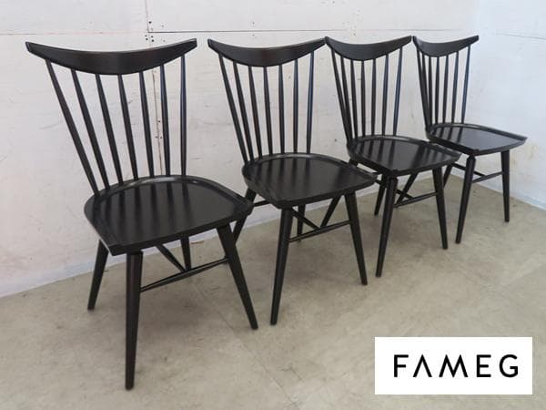美品□FAMEG□ポーランド東欧□ウインザーチェア□4脚セット□名作