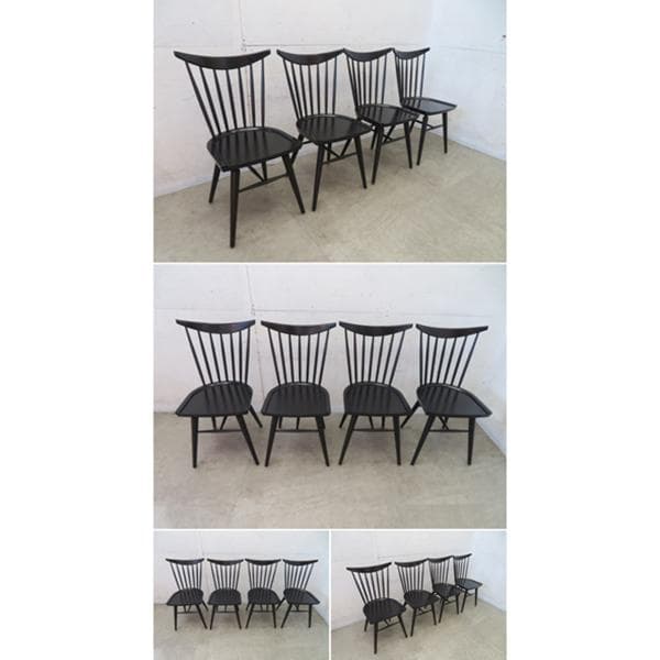 美品□FAMEG□ポーランド東欧□ウインザーチェア□4脚セット□名作