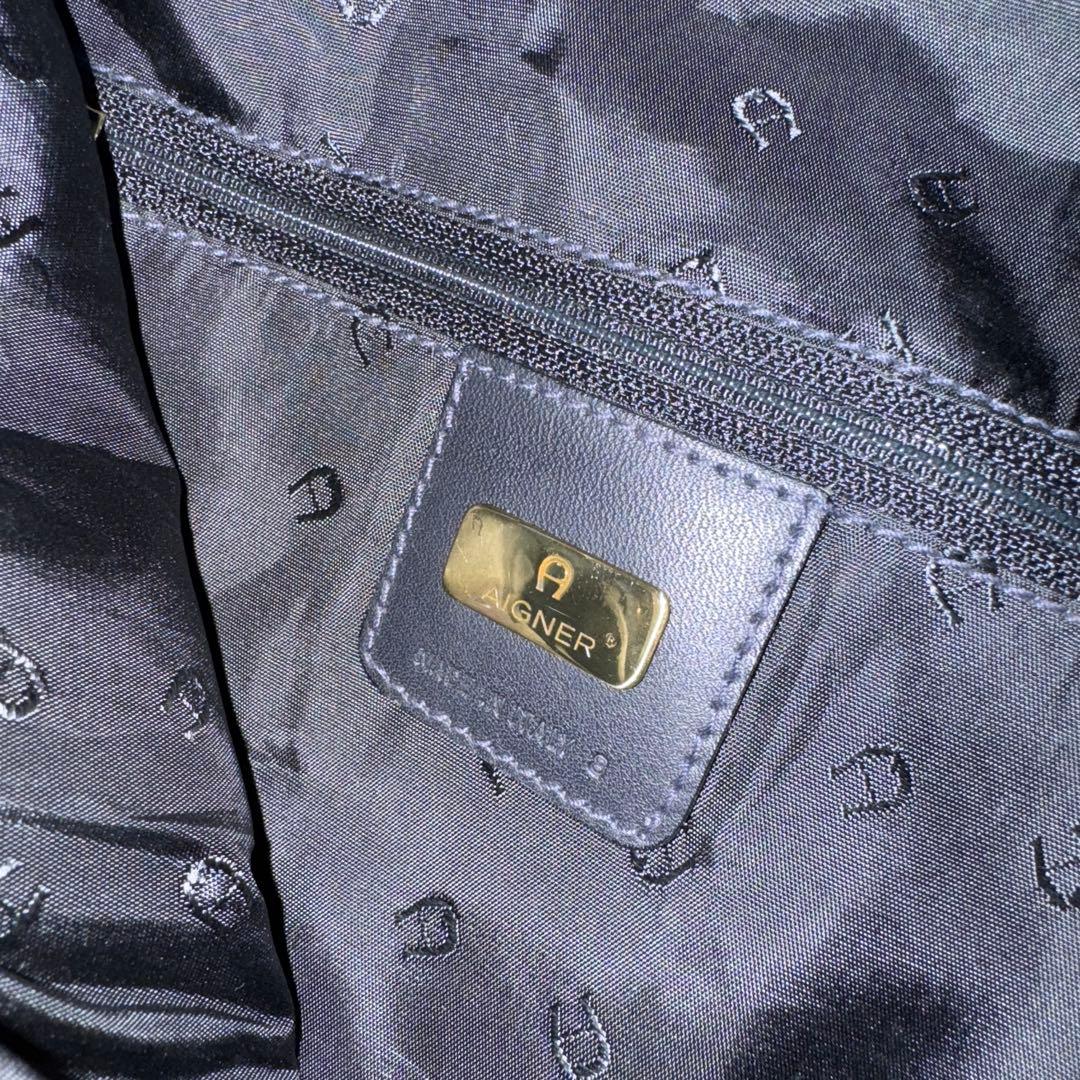 ほぼ未使用 AIGNER アイグナー イタリア製 ナイロン×本革 レザーリュック