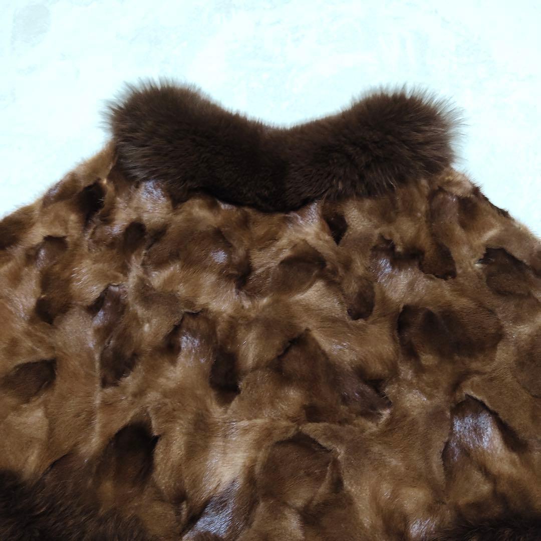 デンマークミンク　毛皮 ミンク ポンチョ ケープ 羽織り