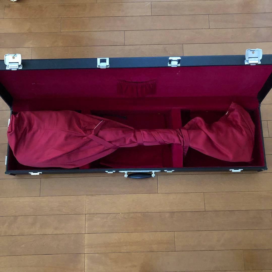 三味線本体　地唄 細棹　丸打ち胴 ケース付き