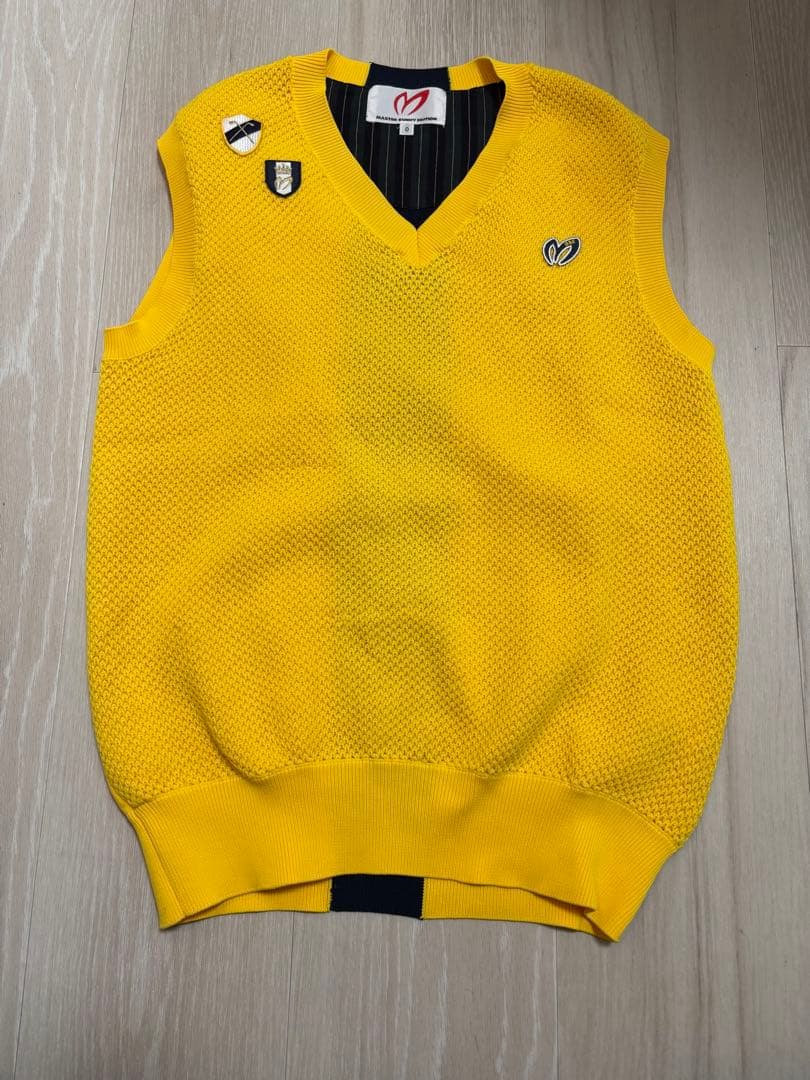 パーリーゲーツレディースイエローメッシュVネックベスト サイズ0