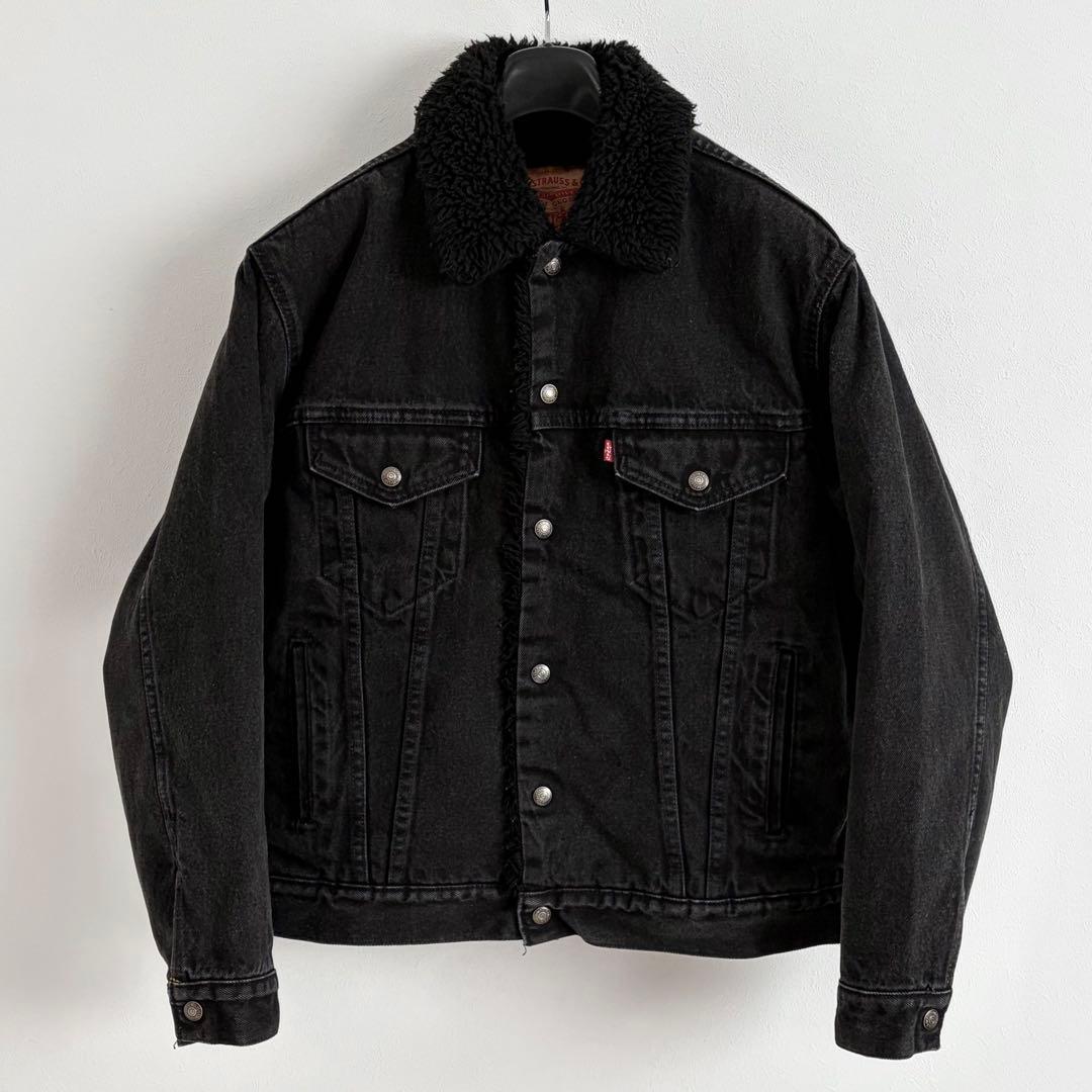 90s USA製 リーバイス ブラック デニムボアジャケット ヴィンテージ 黒