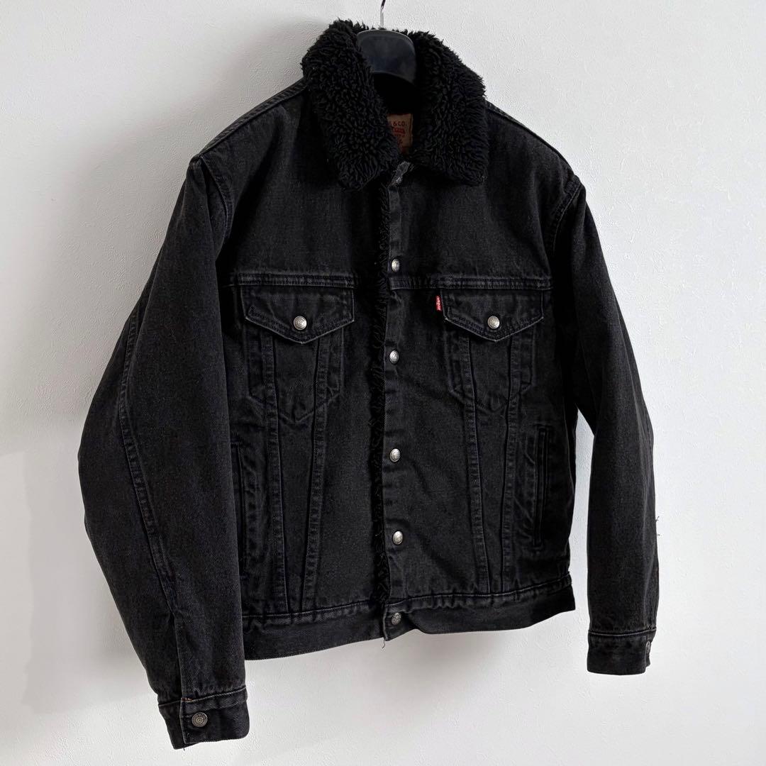 90s USA製 リーバイス ブラック デニムボアジャケット ヴィンテージ 黒