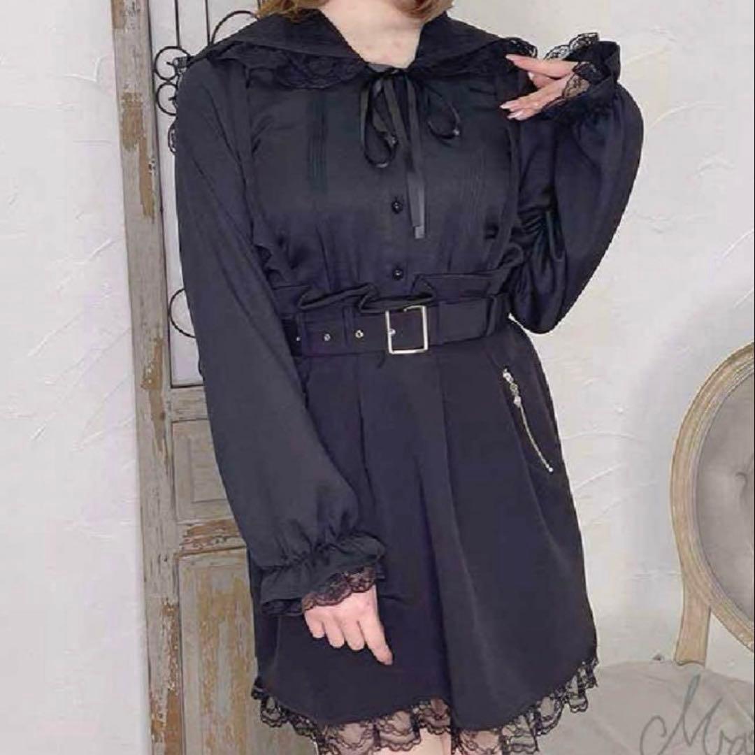 地雷 マーズ セーラー ブラウス 十字架 リボン ベルト スカート セットアップ