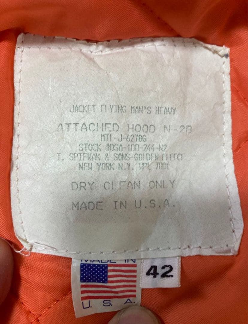 USA製SPIEWAKスピワック N-2Bフライトジャケット ゴールデンフリース