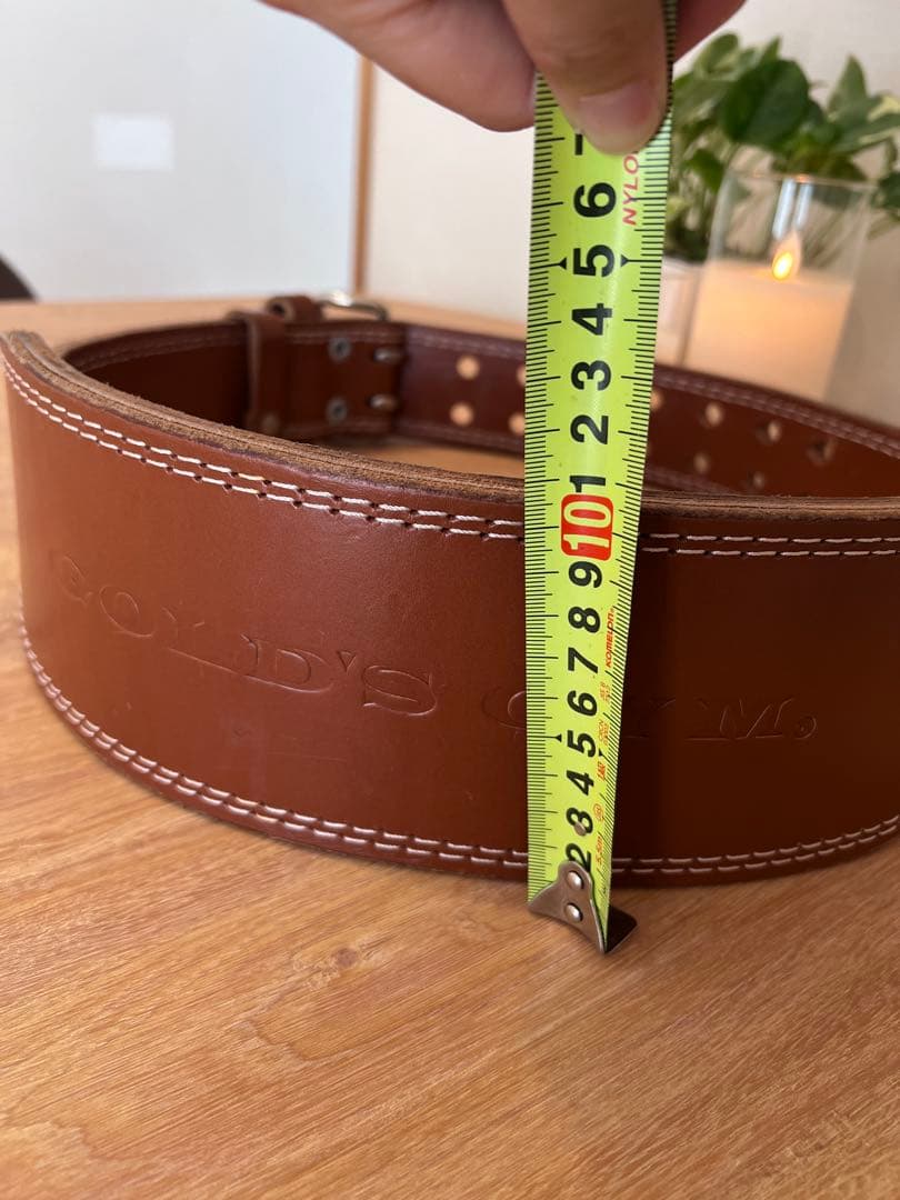 ゴールドジム正規品　レザー トレーニング パワーベルト ブラウン　L