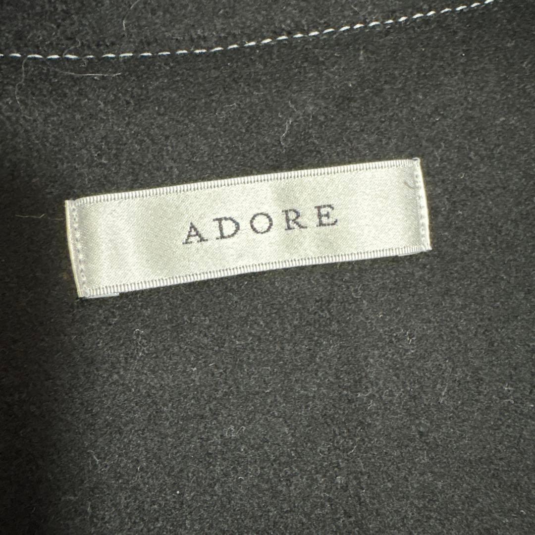 アドーア ADORE SUPER100 メルトンジレ ノースリーブコート 黒