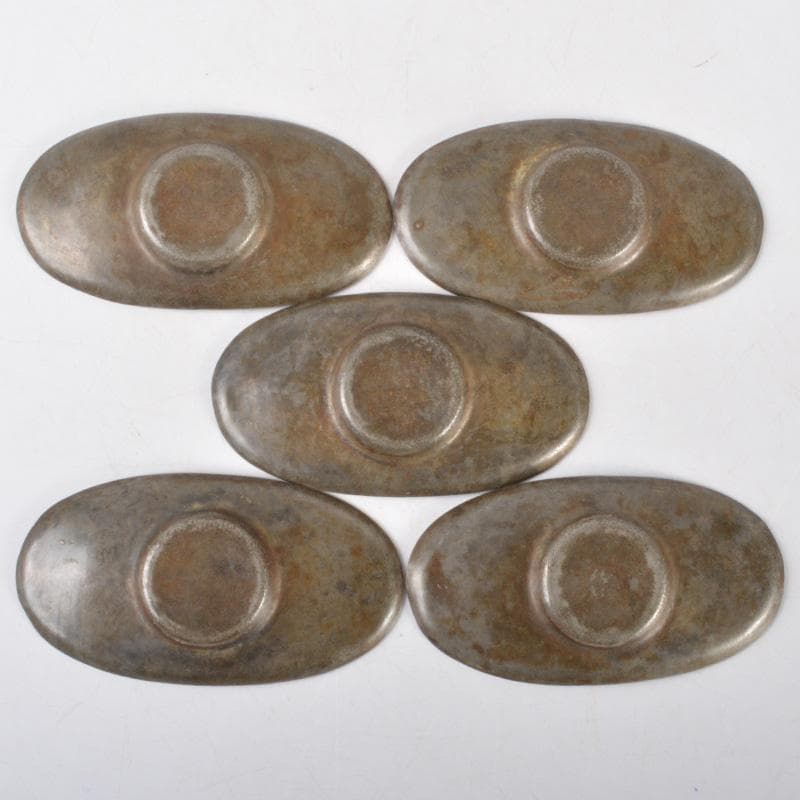 煎茶道具　古錫　花草文　茶托　五客　V　5132