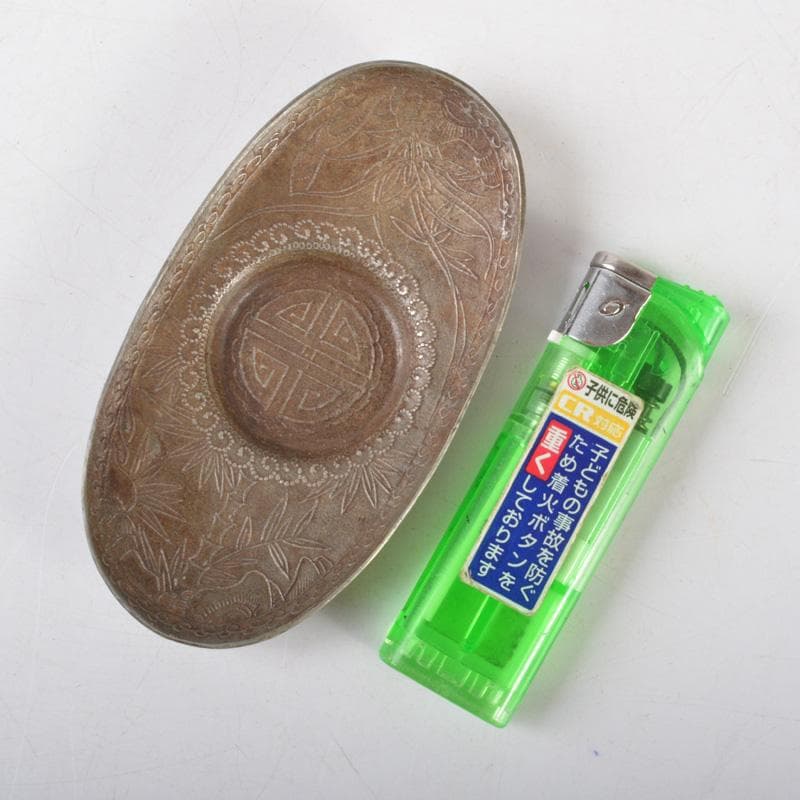 煎茶道具　古錫　花草文　茶托　五客　V　5132