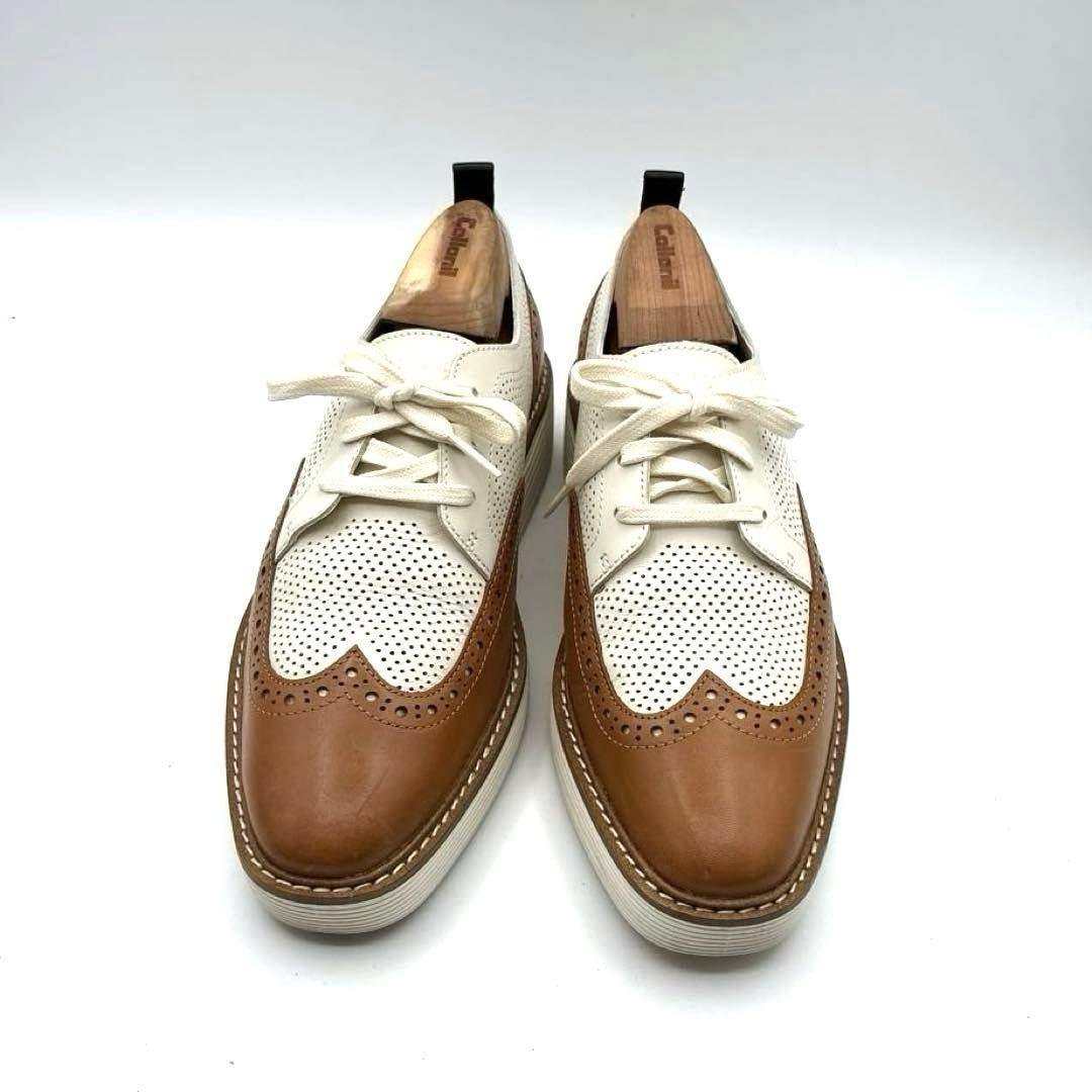 コールハーン　オックスフォード　革靴　ウイングチップ　パンチング　24.5