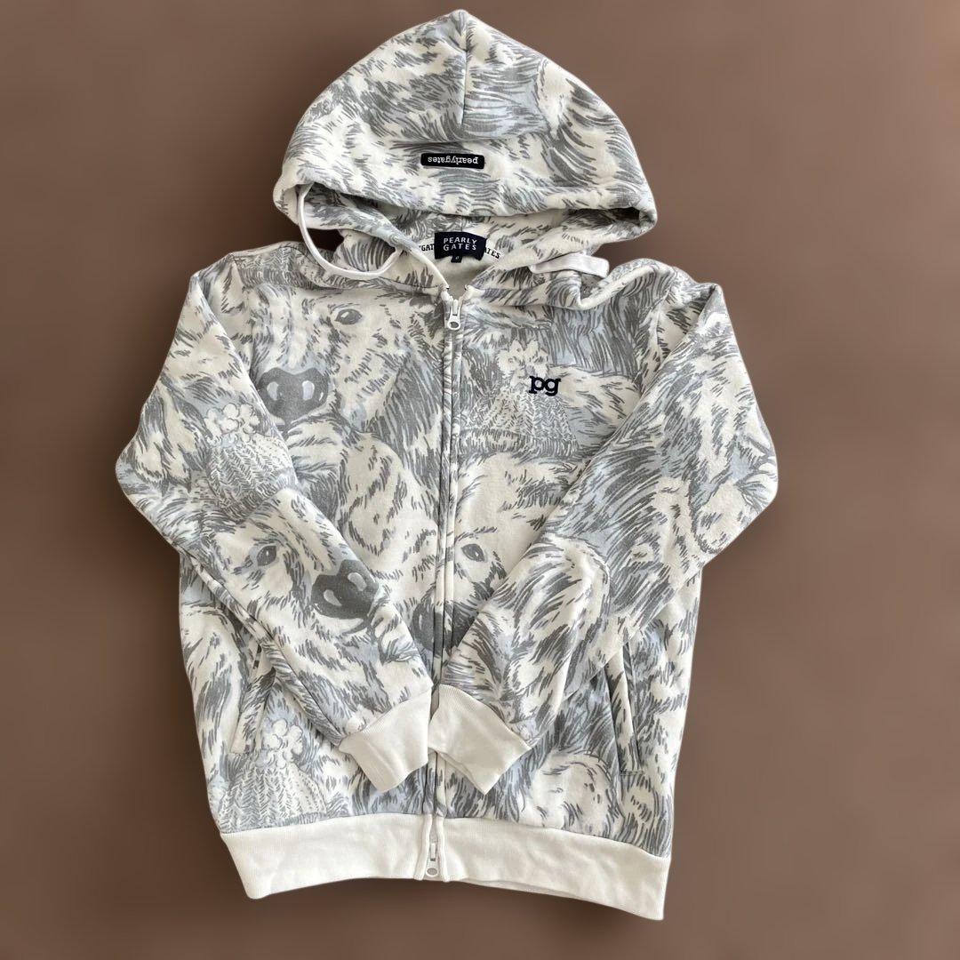 PEARLY GATES パーリーゲイツ 裏起毛 ジップパーカー動物柄 サイズ0