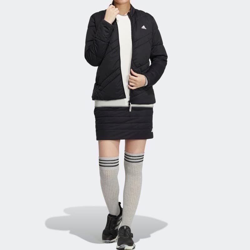 S】秋冬 アディダス ゴルフ 保温 キルティング 中綿セットアップ 黒