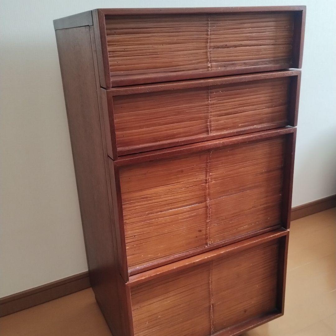 天然木チェスト 4段 ダークブラウン