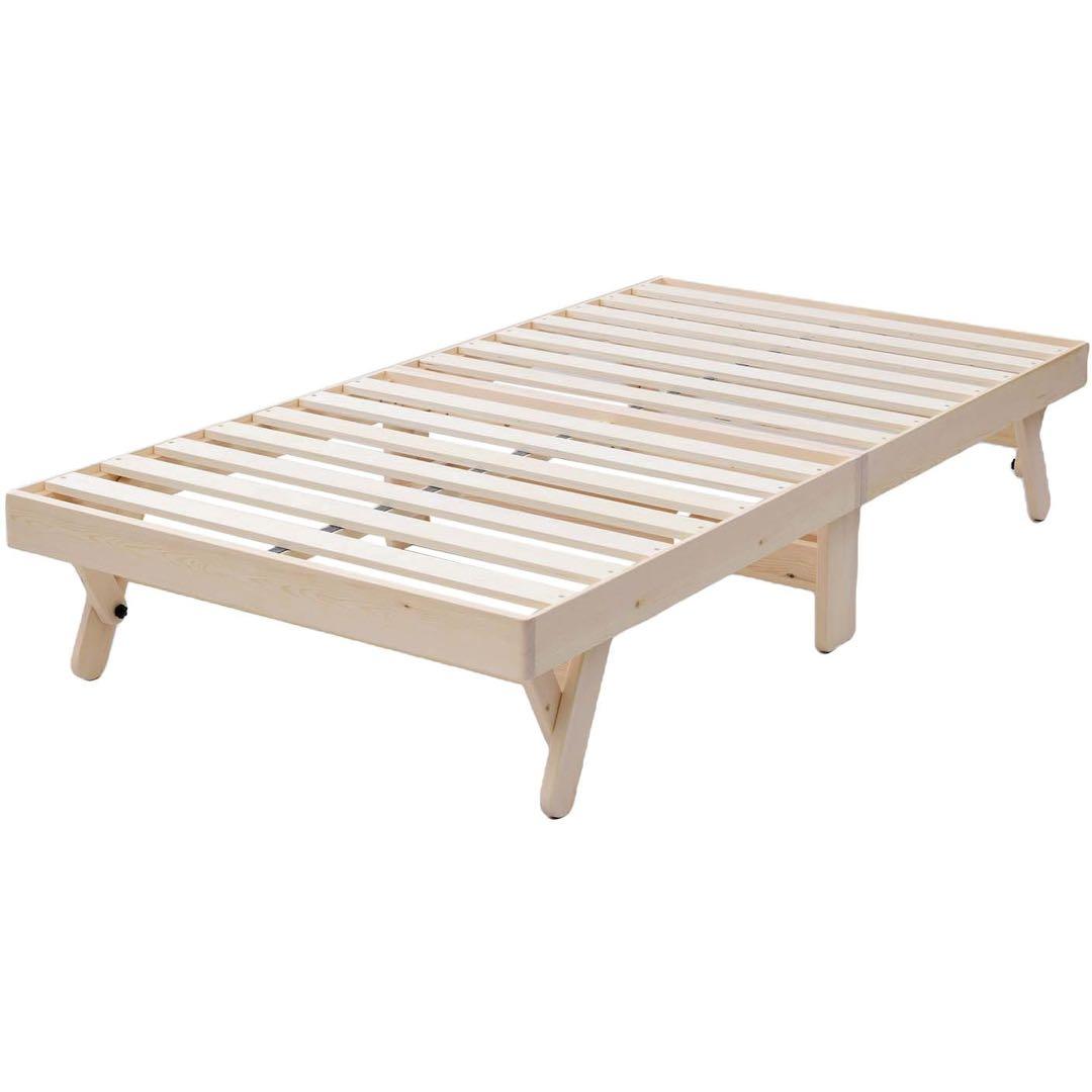 新品未使用箱不良 ヤマゼン 組み立て簡単木製ベッド WFD-97195-NA