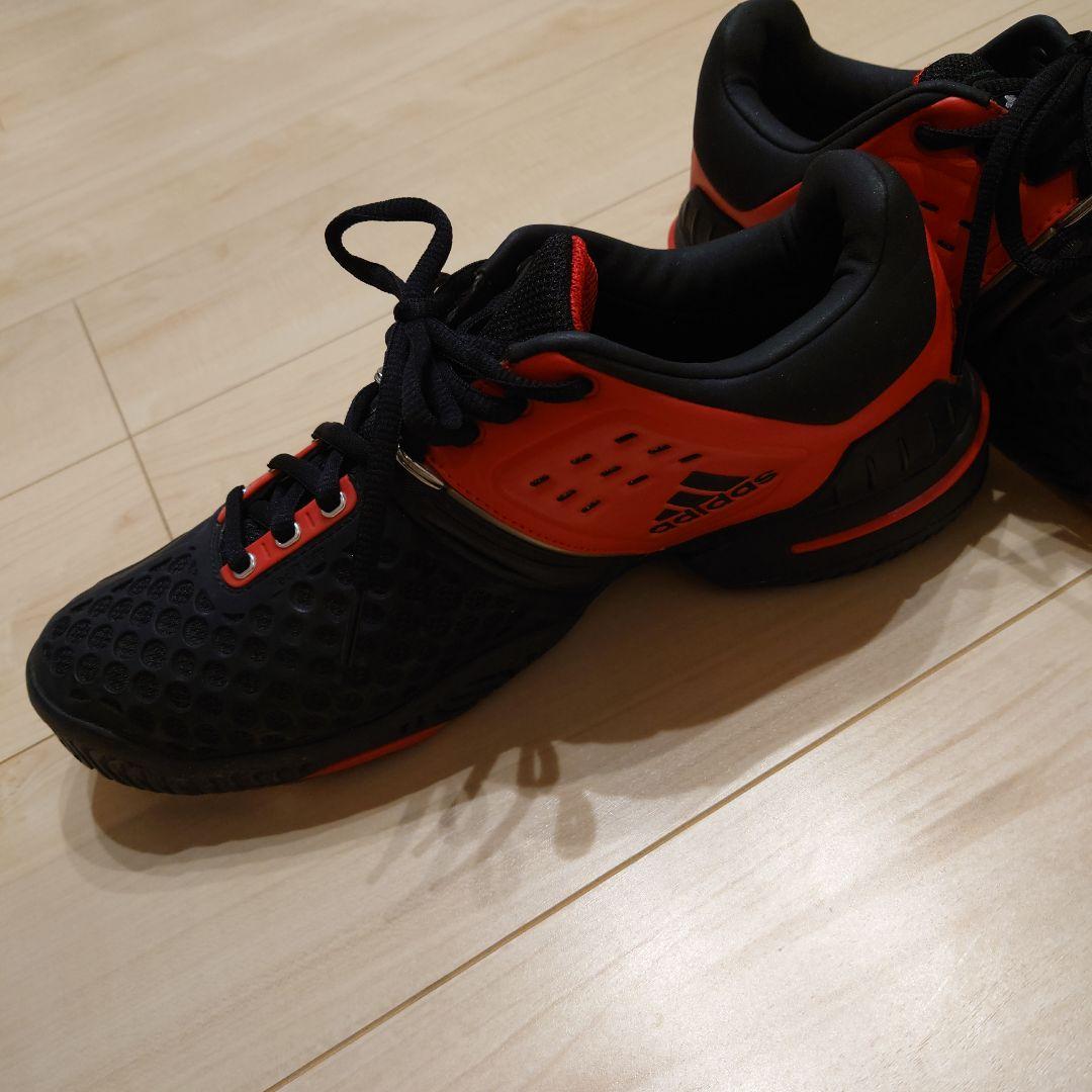 【ほぼ未使用】adidas テニスシューズ 黒/赤　27.5　バリケード6 AC