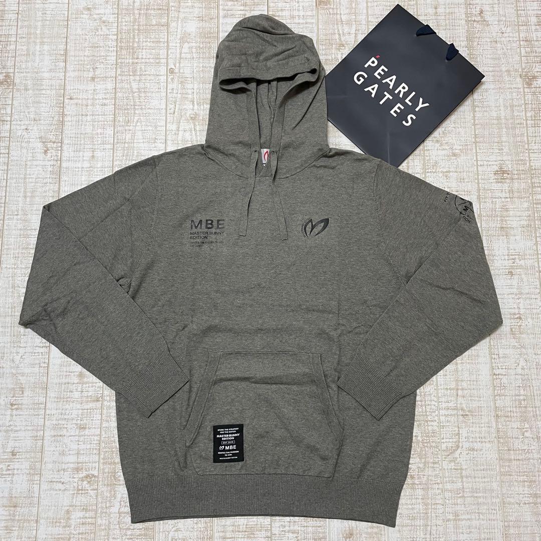 新品 マスターバニー パーカー ニット素材 胸ロゴ グレー 2XLサイズ（7）